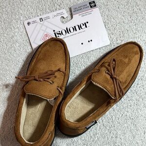 NWT Isotoner Men's Brown Suede Slipper Loafers Size MD 8-9